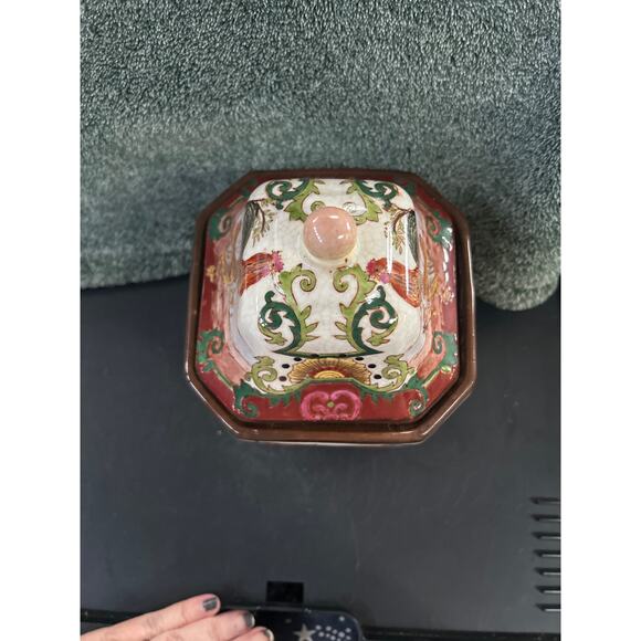 Ginger Jar Vintage Ceramic Asian Vase Rooster Floral Porcelain Vase - Picture 5 of 15